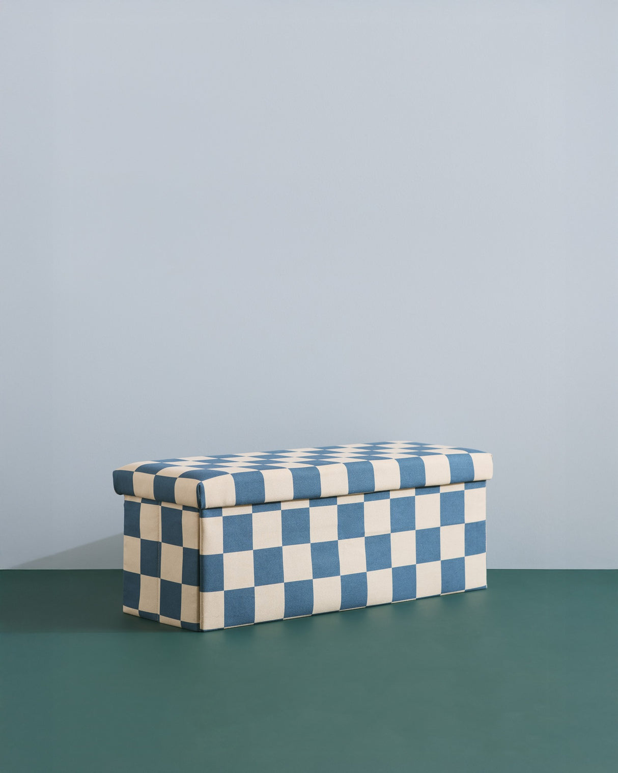 Sitzbank mit Stauraum Karo blau
