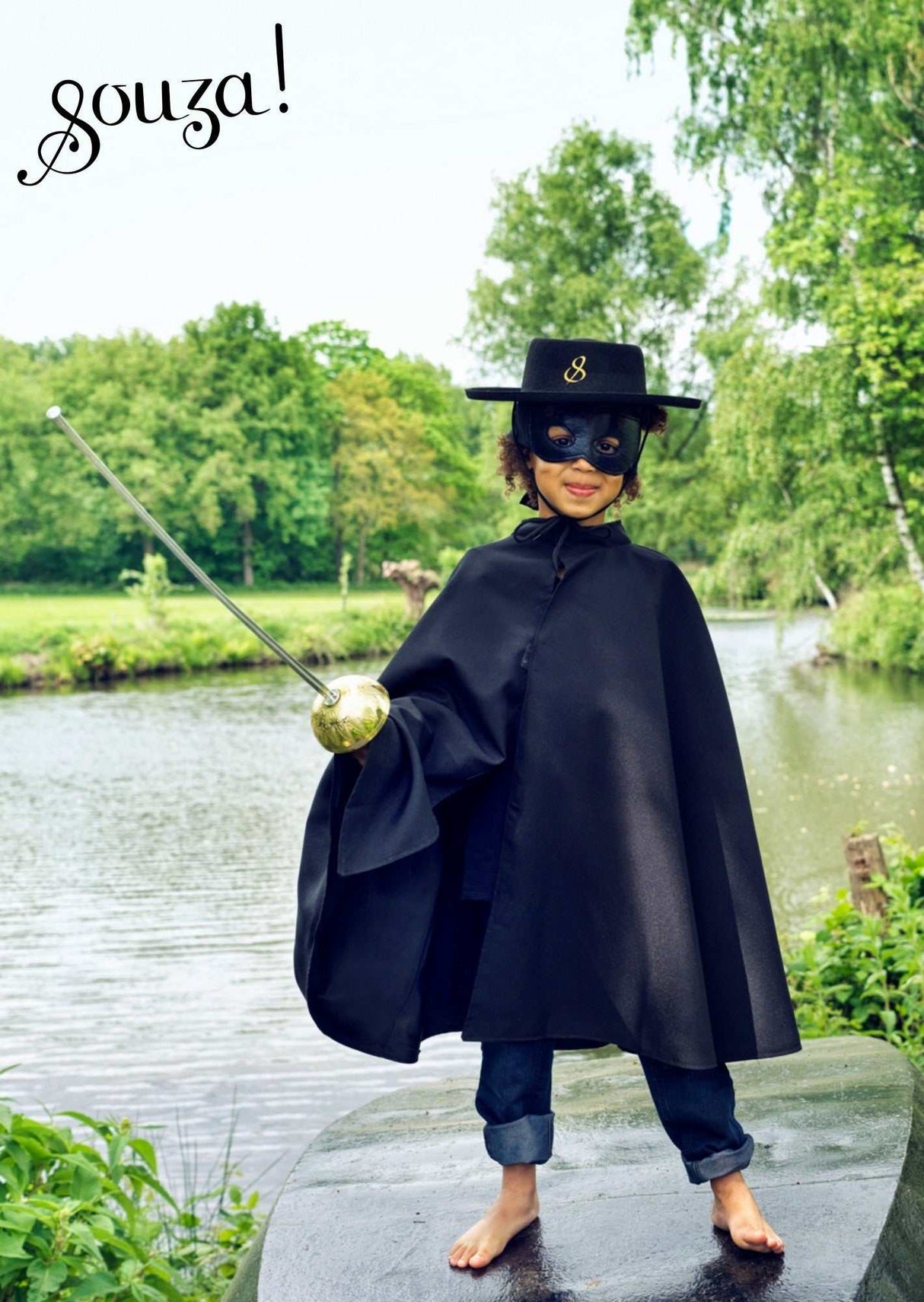 Zorro-Umhang + Maske 4-8 Jahre
