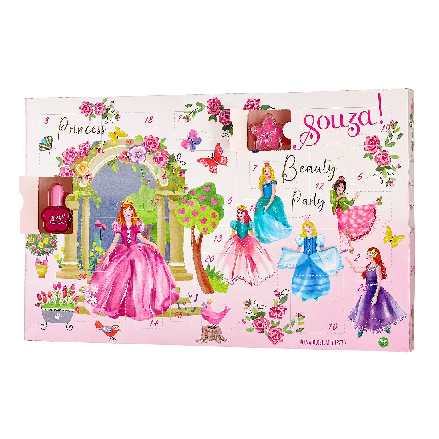 Beautykalender Souza mit 24 veganen, kinderfreundlichen Beauty-Produkten zum Advent