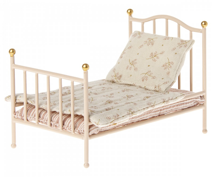 Puppenhaus Vintage Bett/ Rose