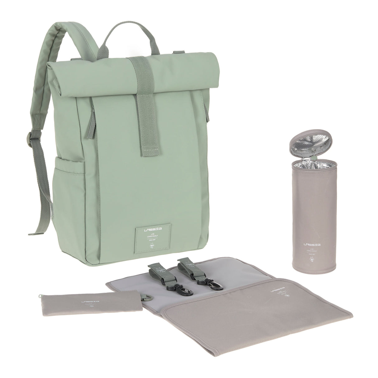 Wickelrucksack Rolltop Up Backpack/ silver green