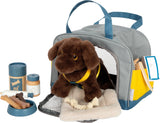 Hund mit Tasche und Pflege-Set