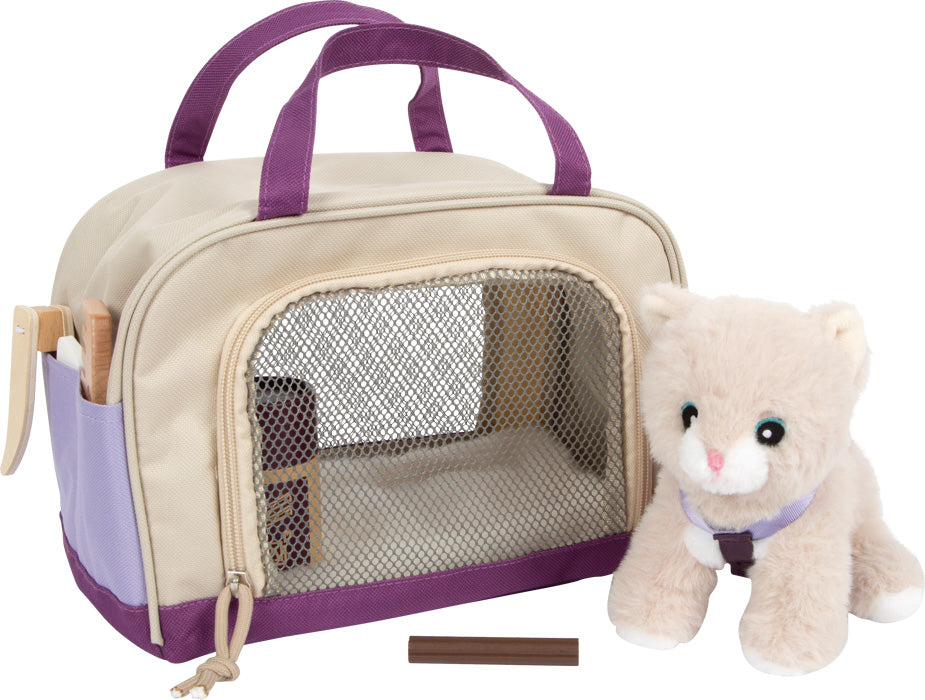 Katze mit Tasche & Pflege-Set