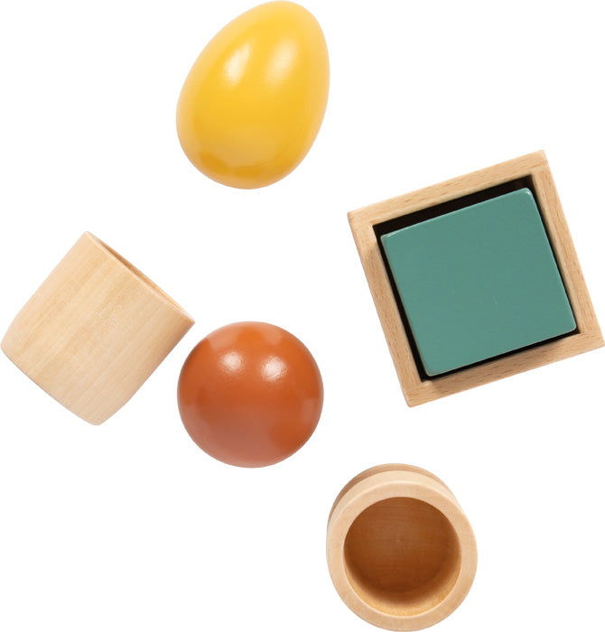 Montessori Sortierspiel mit Kugel, Würfel und Ei