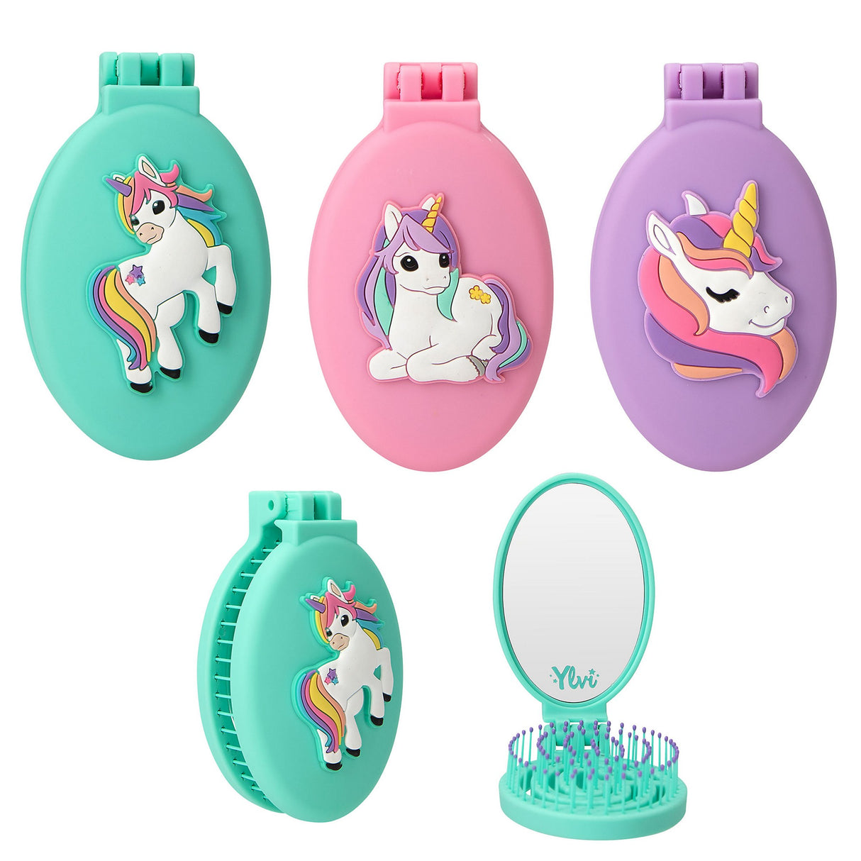 Ylvi Klapphaarbürste mit Einhorn