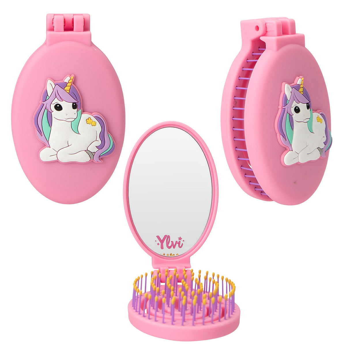Ylvi Klapphaarbürste mit Einhorn