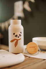 Trinkflasche Panda Silber Grau