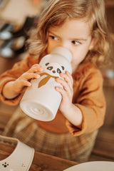 Trinkflasche Panda Silber Grau - korbmayer. ganz besonders. für kinder.