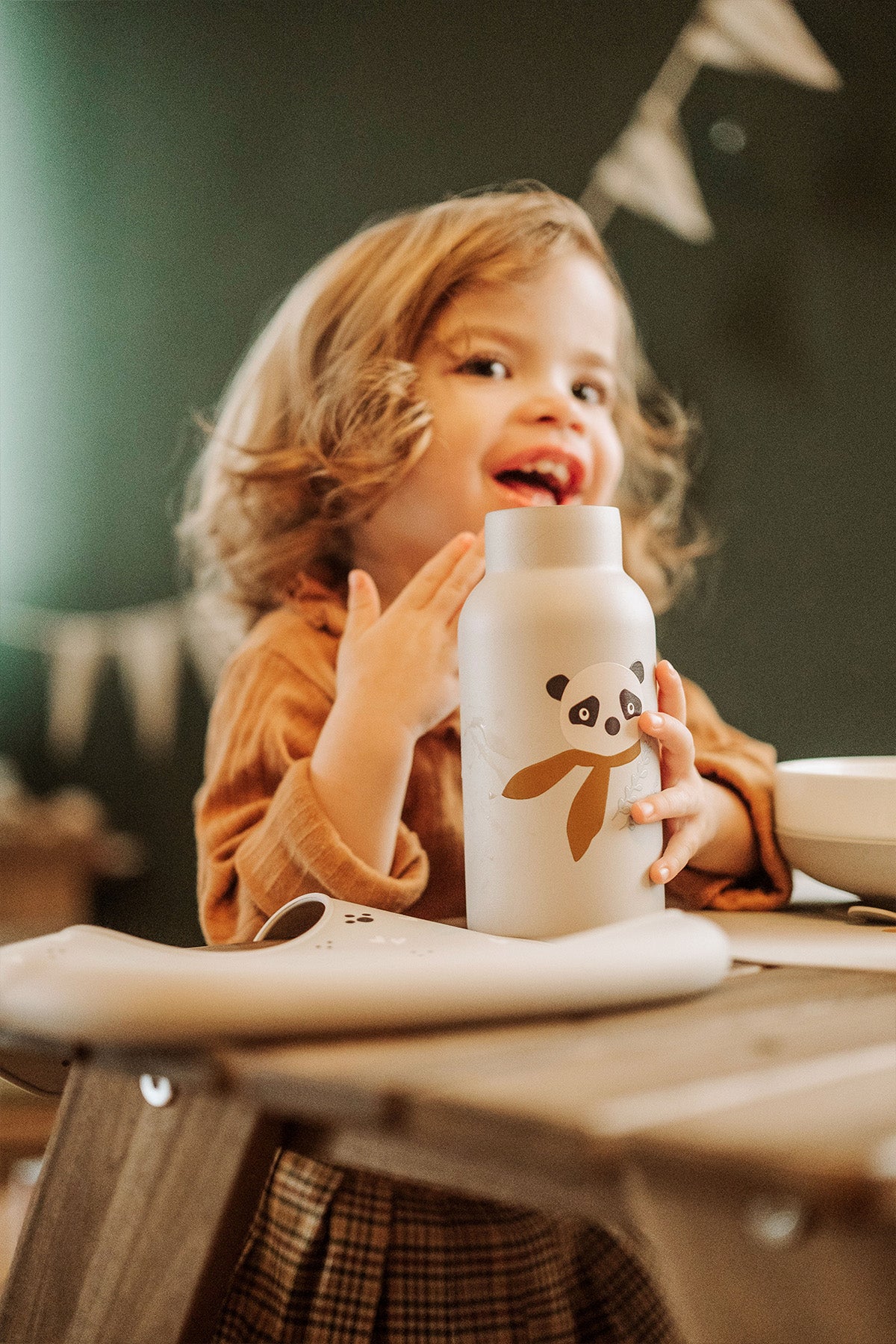 Trinkflasche Panda Silber Grau - korbmayer. ganz besonders. für kinder.