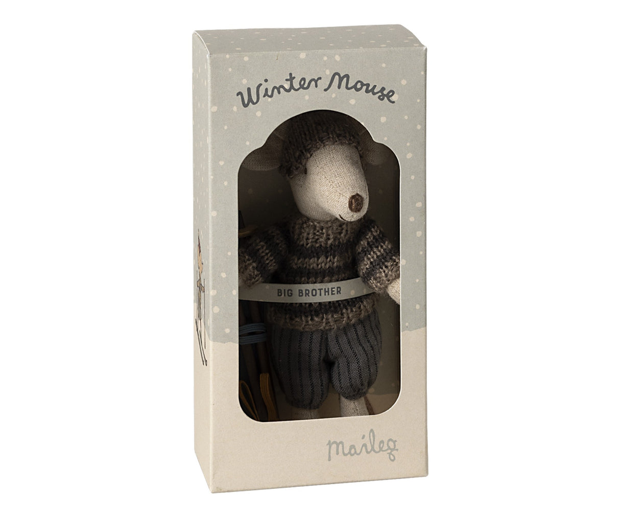 Wintermaus Bruder mit Ski-Set