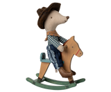 Cowboy Maus auf Schaukelpferd/ Kleiner Bruder