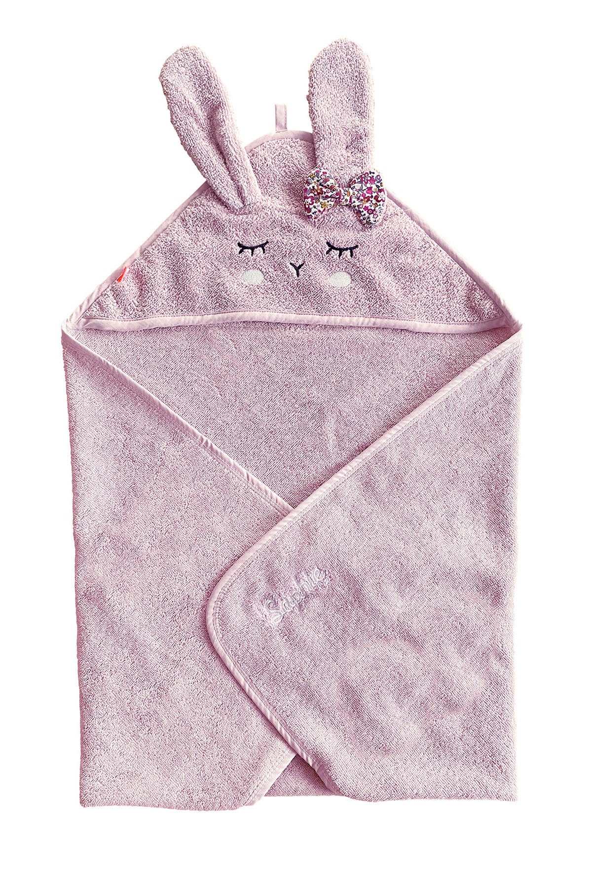 Kapuzen-Handtuch Hase Rose