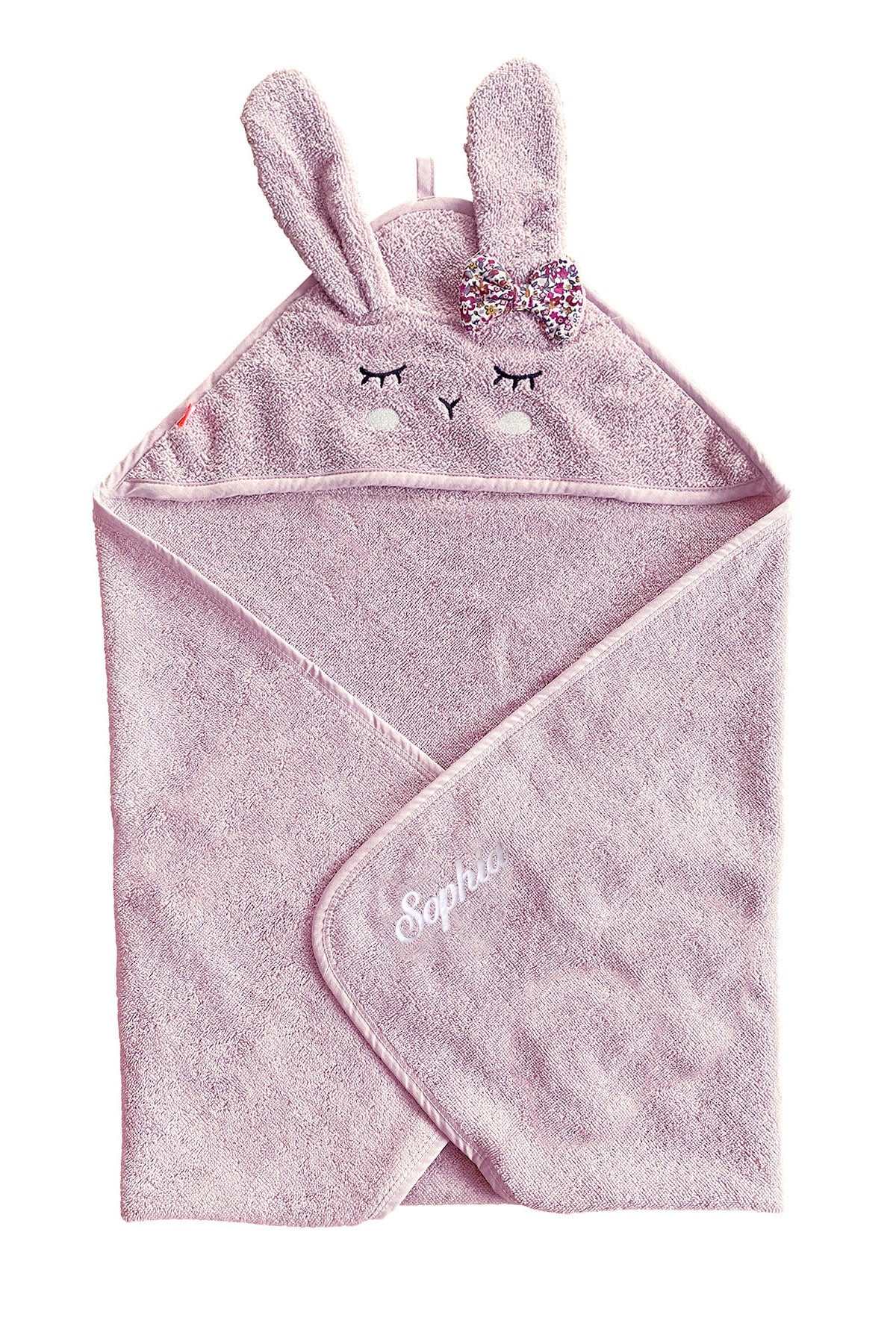 Kapuzen-Handtuch Hase Rose