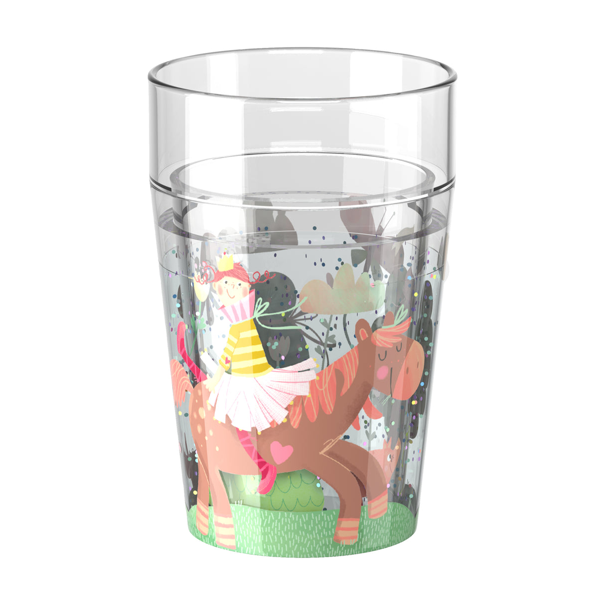 Glitzerbecher Prinzessin & Pferd, Motiv 1