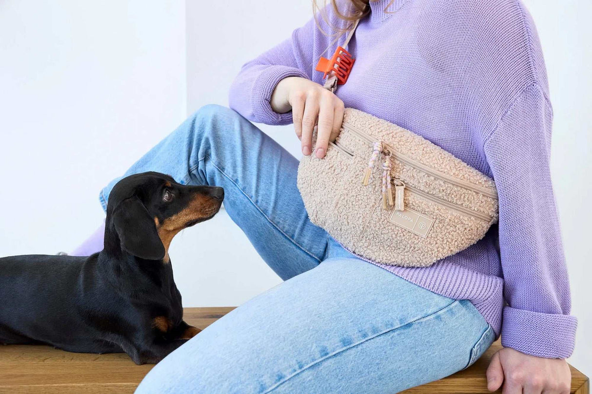 Leckerli Tasche Emma/ Teddy-Fleece beige