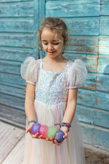 Regenbogen Glitzer Kleid 110-116