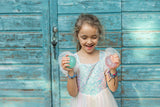 Regenbogen Glitzer Kleid 98-104