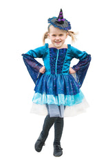 Hexenkleid blau mit Hut  5-6 Jahre