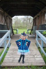 Hexenkleid blau mit Hut  5-6 Jahre