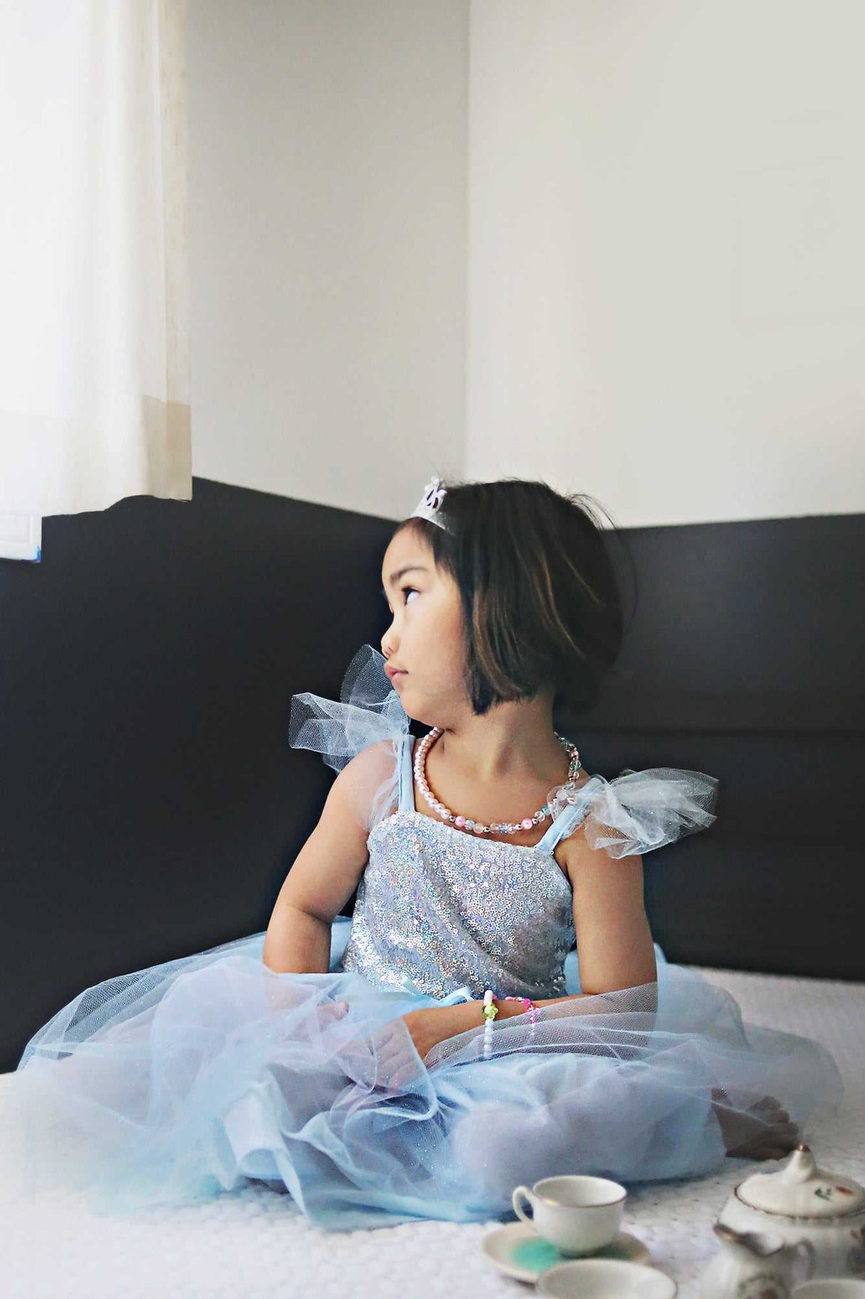 Blaues Paillettenkleid Prinzessin 3-4 Jahre