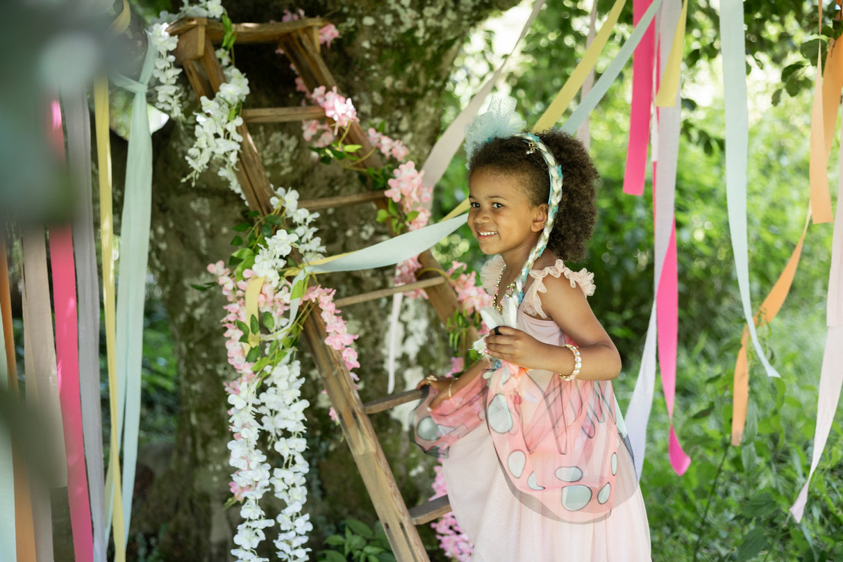 Schmetterlingskleid mit Flügeln & Pailletten 5-6 Jahre