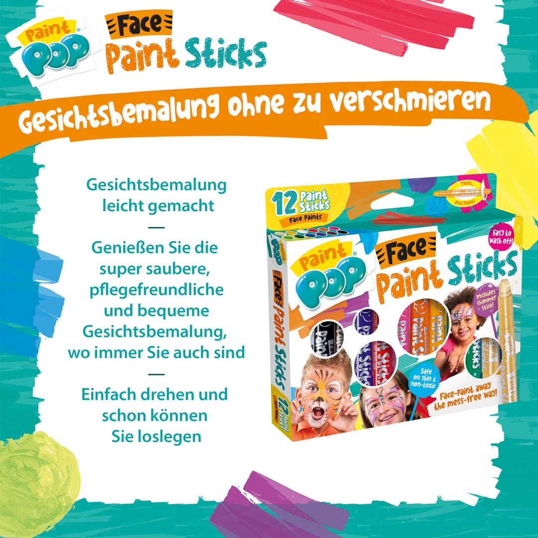 Paint Pop: Face Paint Sticks 12-Pack (Gesichtsmalfarben)