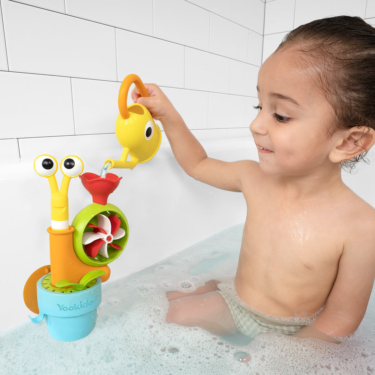 Badewannenspiel- Blumentopf mit Schnecke