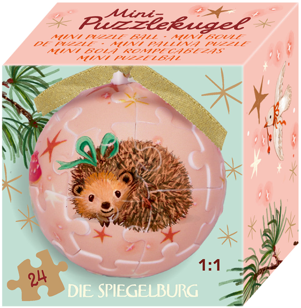 Mini-Puzzlekugel - Wintertiere im Weihnachtswald