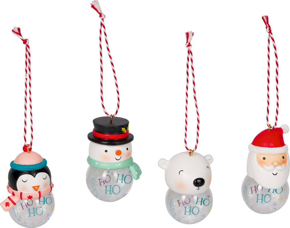 Schneekugel-Anhänger - Wintertiere im Weihnachtswald
