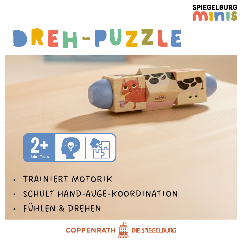 Holz-Dreh-Puzzle mit 4 Tieren