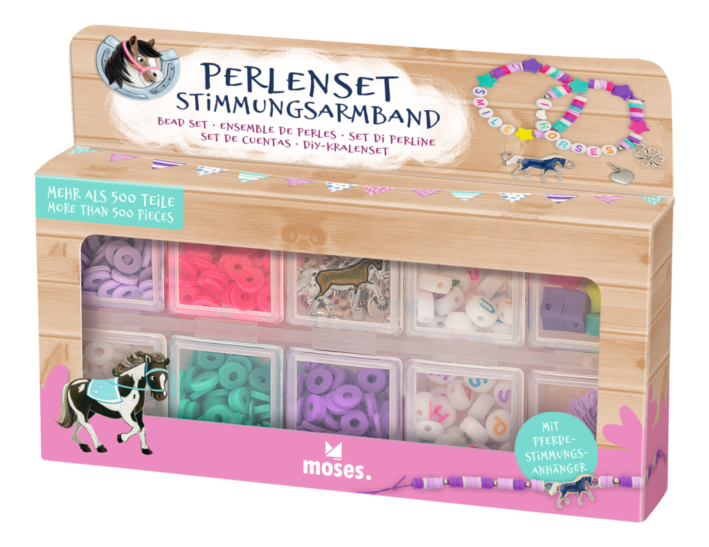 Perlenset Stimmungsarmband Pferde