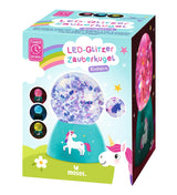 LED-Glitzer-Zauberkugel Einhorn