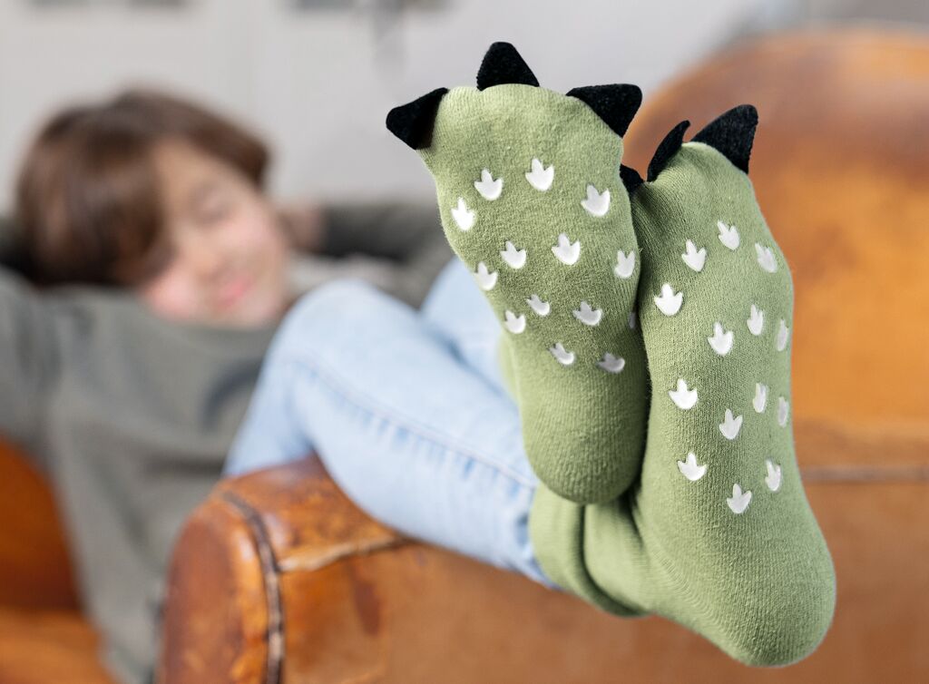 Dino Stoppersocken mit Krallen Dino