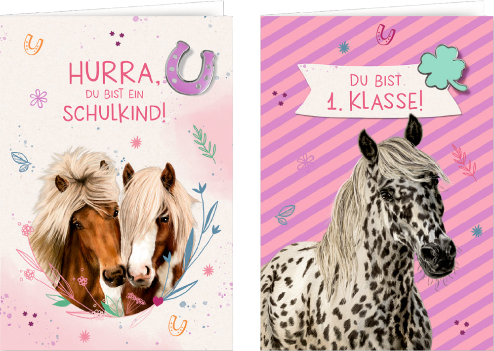 Grußkarte mit Pin: 1.Klasse/Schulkind