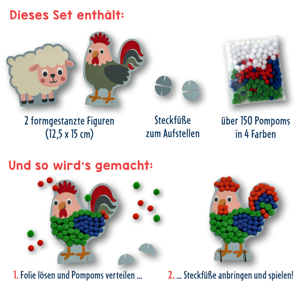 Mein kleines Bastelset: Pompom-Figuren