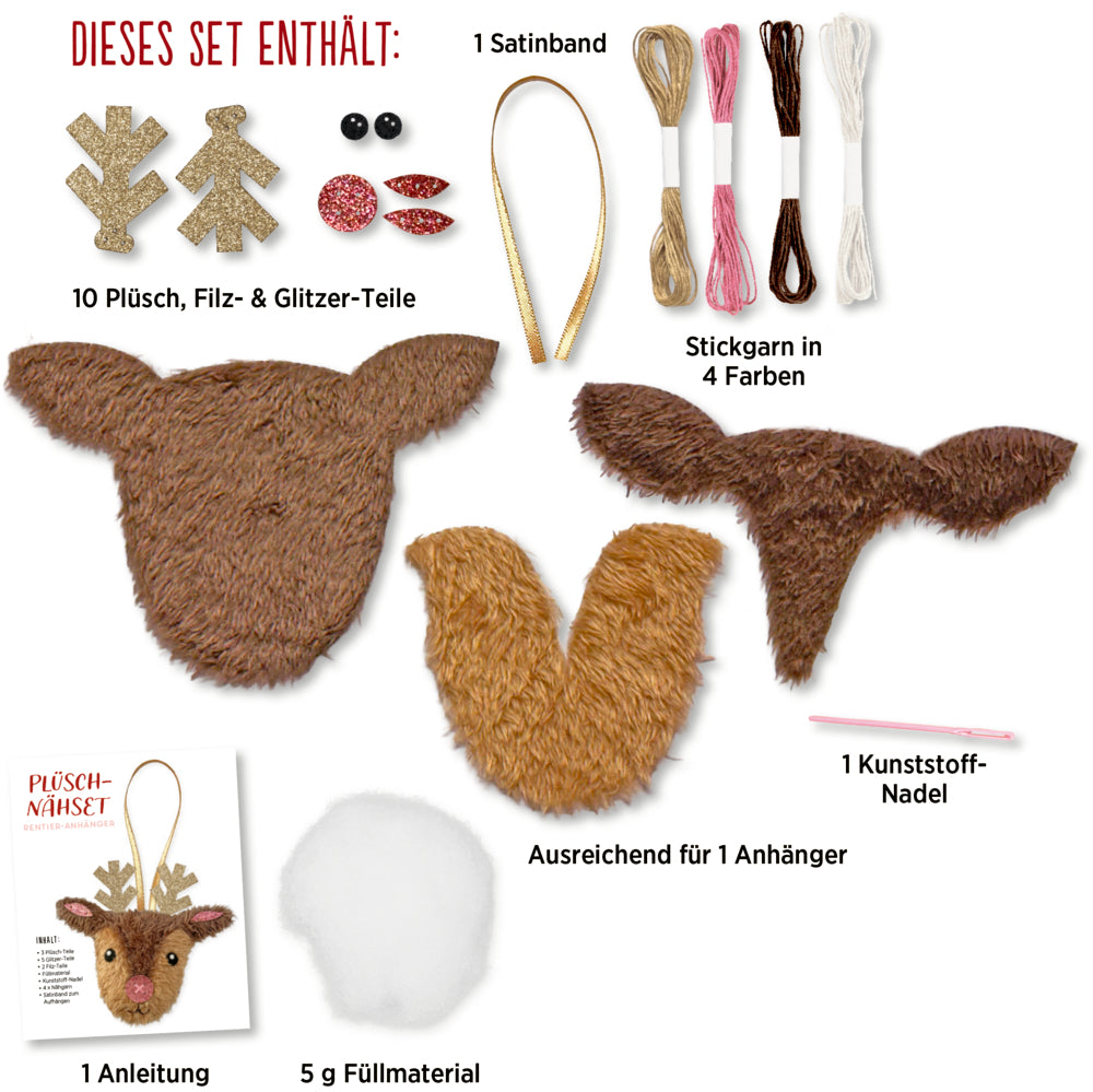 Plüsch-Näh Set Eichhörnchen oder Rentier (1Stück)