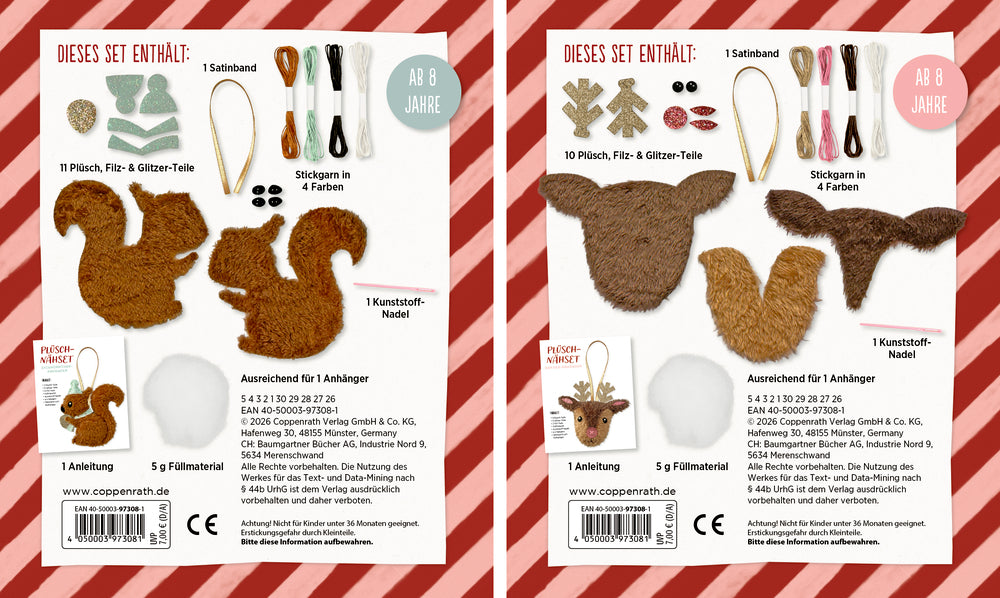 Plüsch-Näh Set Eichhörnchen oder Rentier (1Stück)