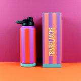 Trinkflasche Stripes, fuchsia-feuerrot-petrol