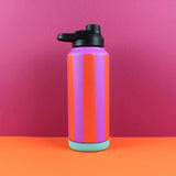 Trinkflasche Stripes, fuchsia-feuerrot-petrol