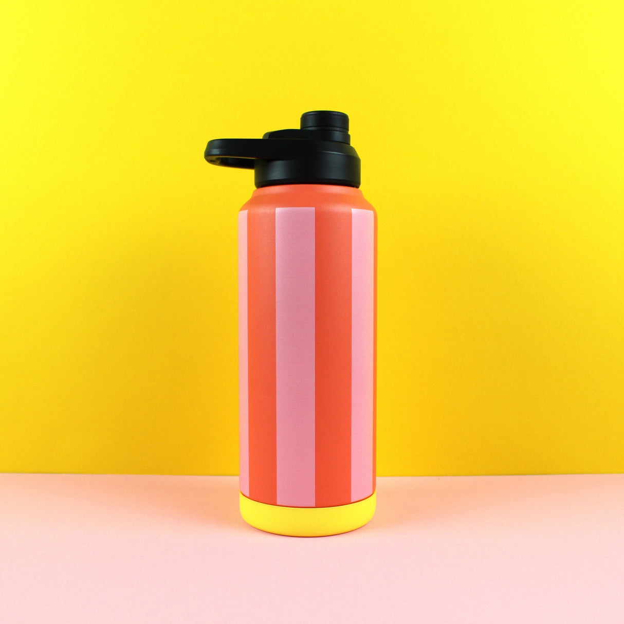 Trinkflasche Stripes, feuerrot-rosa-gelb
