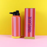 Trinkflasche Stripes, feuerrot-rosa-gelb