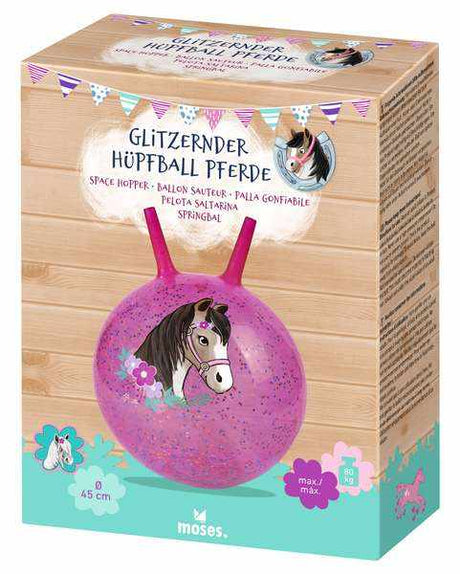 Glitzernder Hüpfball PferdeMosesüpfball Pferdekorbmayer. ganz besonders. für kinder.