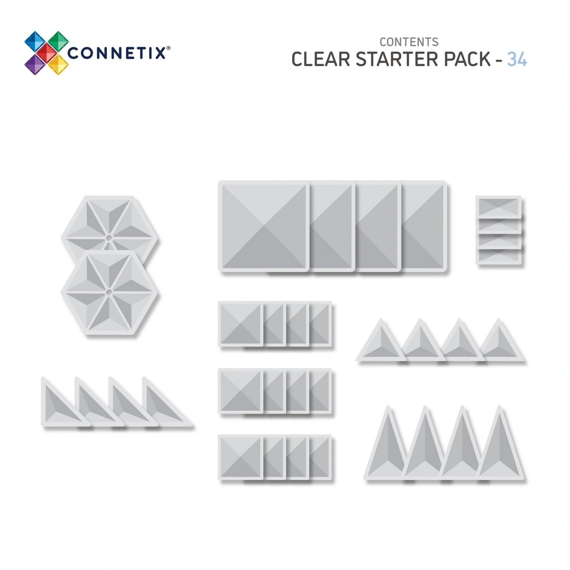 Magnetbausteine Clear Starter Pack - 34 Teile