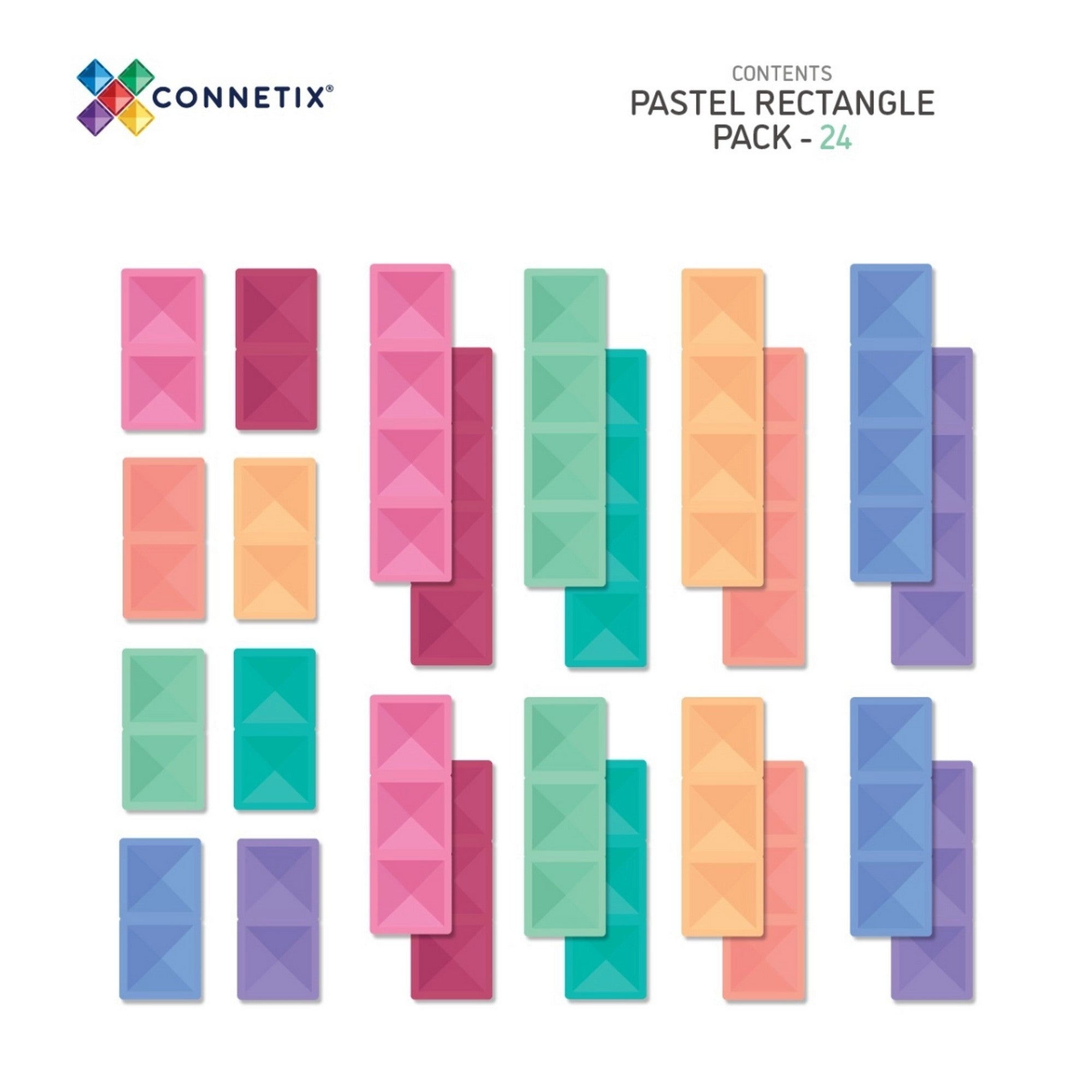 Magnetbausteine Pastel Rectangle Pack - 24 Teile