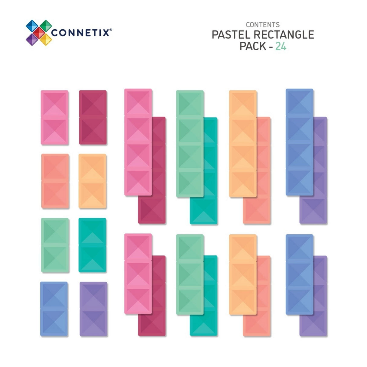 Magnetbausteine Pastel Rectangle Pack - 24 Teile