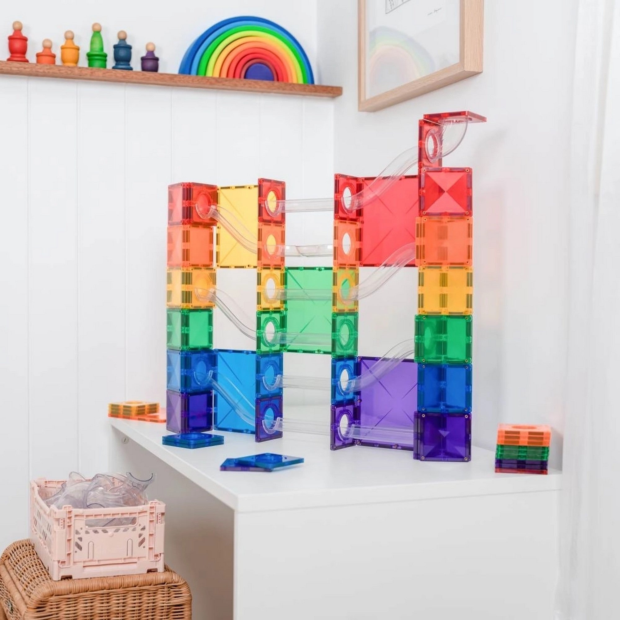 Magnetbausteine Kugelbahn Rainbow Super Ball Run Pack- 134 Teile