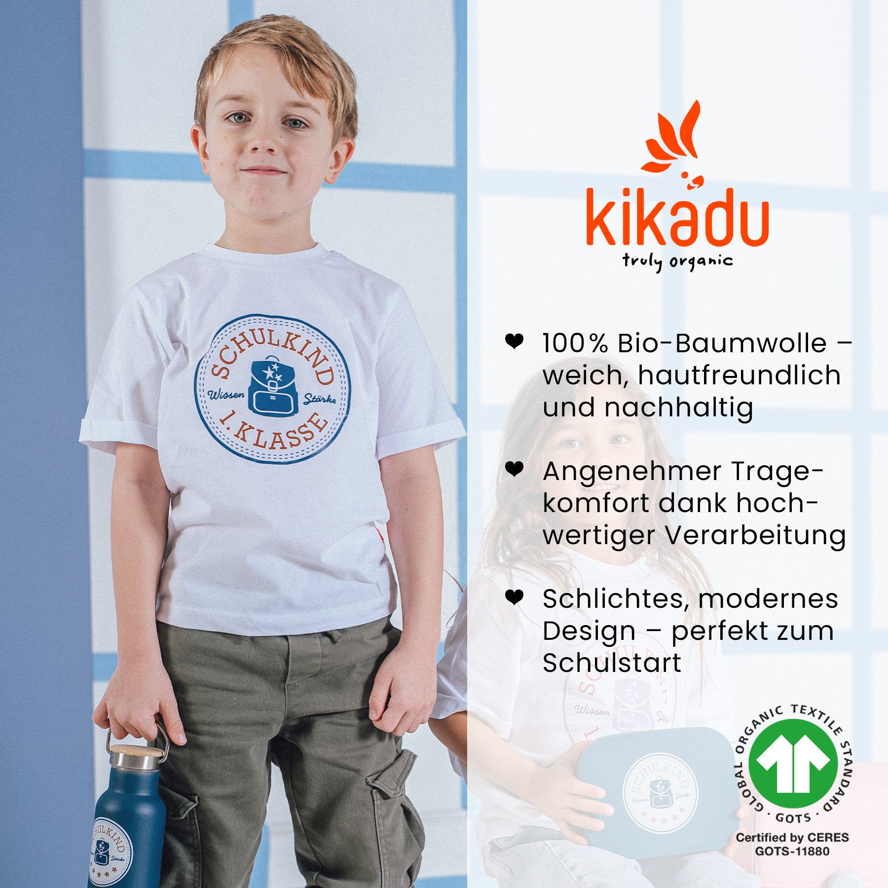T-Shirt Schulkind Petrol 134/140 (GOTS)