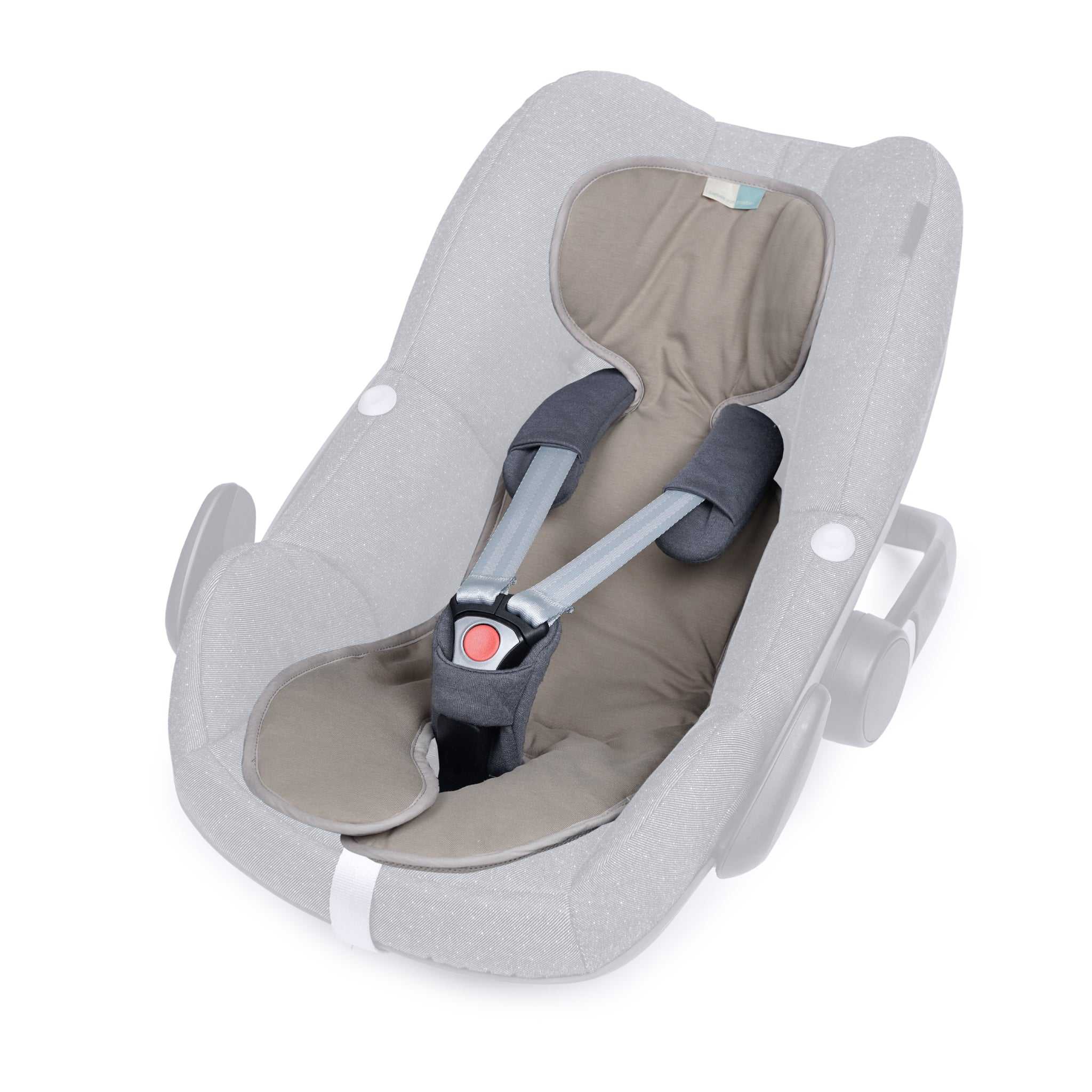 COOLAIR Sitzauflage grau-taupe für Babyschalen ab 0 Monaten, atmungsaktiv und temperaturegulierend