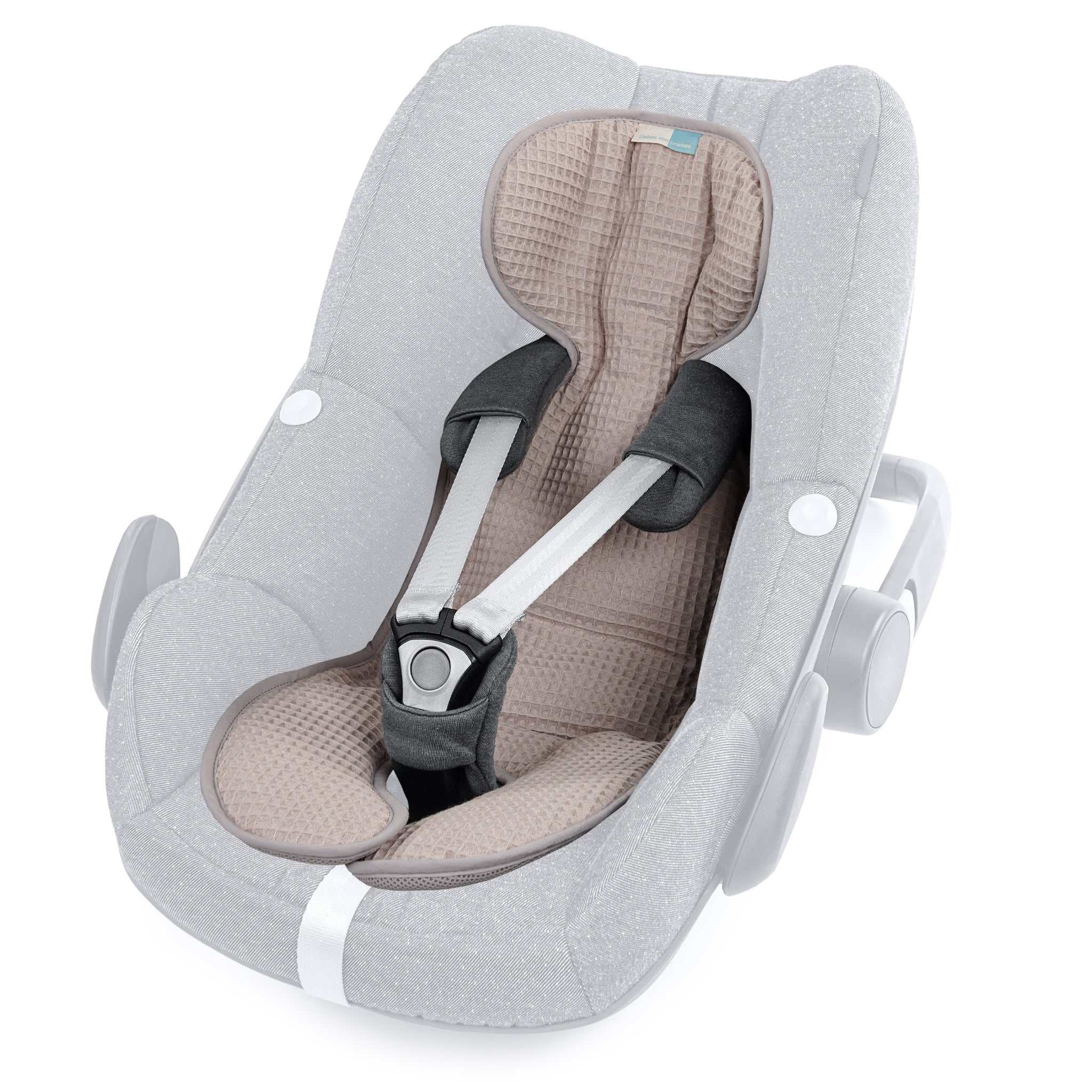COOLAIR Sitzauflage für Babyschalen ab 0 Monate, atmungsaktiv und temperaturregulierend, waffel natur-grau