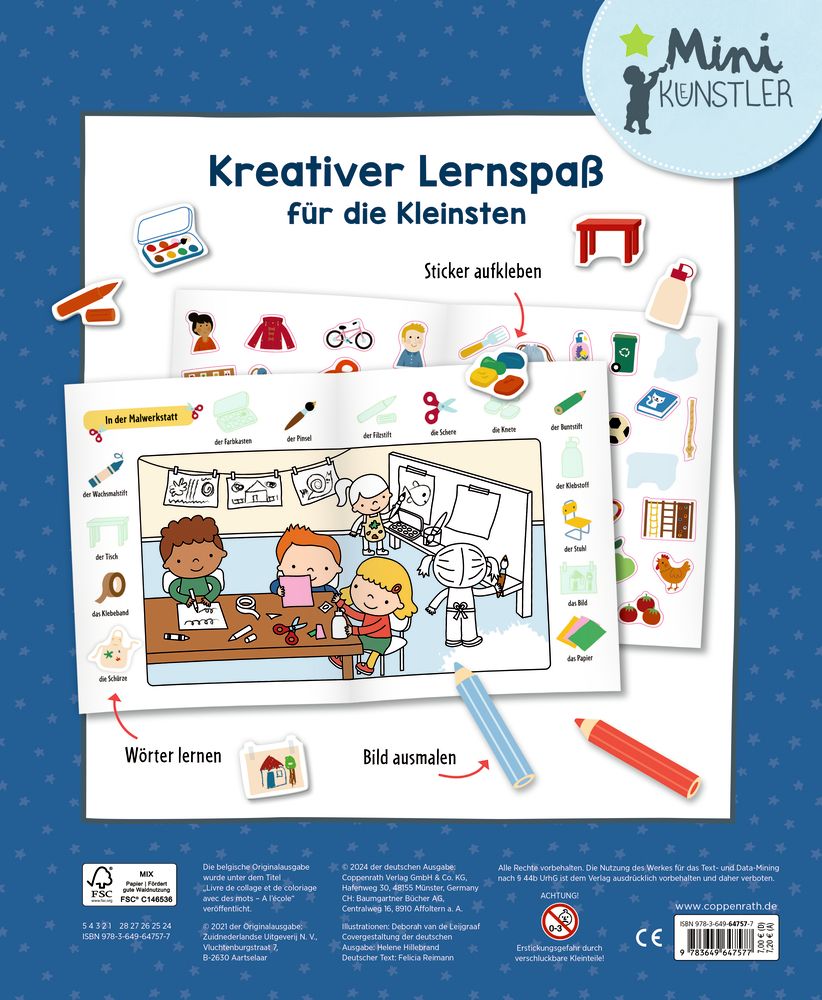 Mein 1. Sticker-Malbuch: Kindergarten